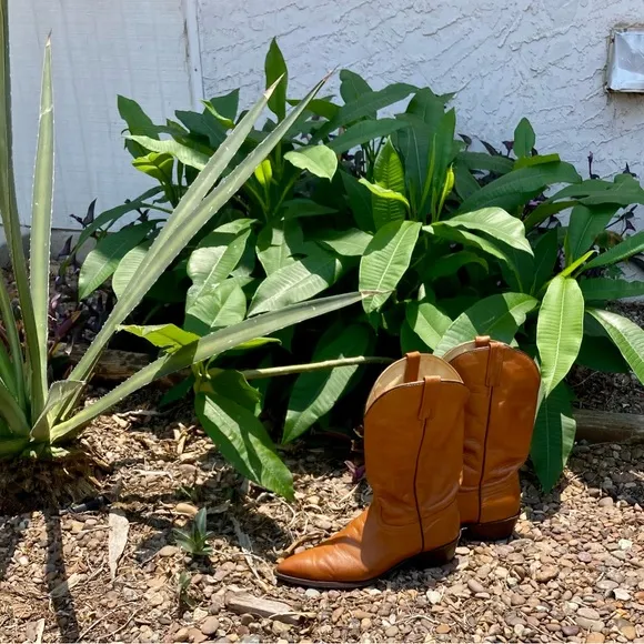 J. Chisholm Tan Leather Cowboy Boots Western Style