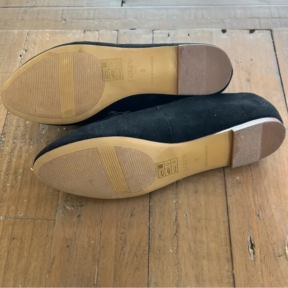 J crew black suede bow loafers flats almond toe academia casual women’s 8 NWOB