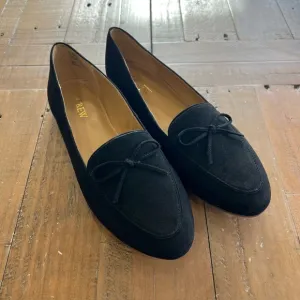 J crew black suede bow loafers flats almond toe academia casual women’s 8 NWOB