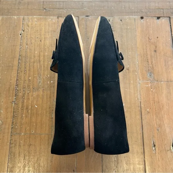 J crew black suede bow loafers flats almond toe academia casual women’s 8 NWOB