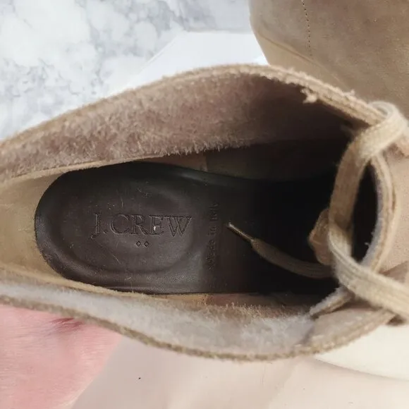 J. Crew Factory 7 Chukka Wedge Boots Taupe Suede 2 eye Lace up