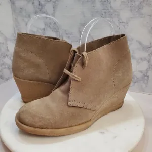 J. Crew Factory 7 Chukka Wedge Boots Taupe Suede 2 eye Lace up