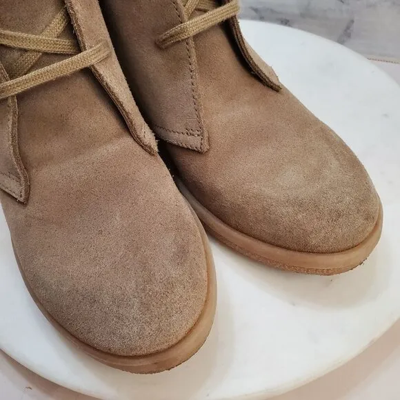 J. Crew Factory 7 Chukka Wedge Boots Taupe Suede 2 eye Lace up