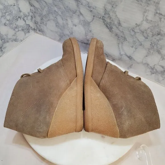 J. Crew Factory 7 Chukka Wedge Boots Taupe Suede 2 eye Lace up