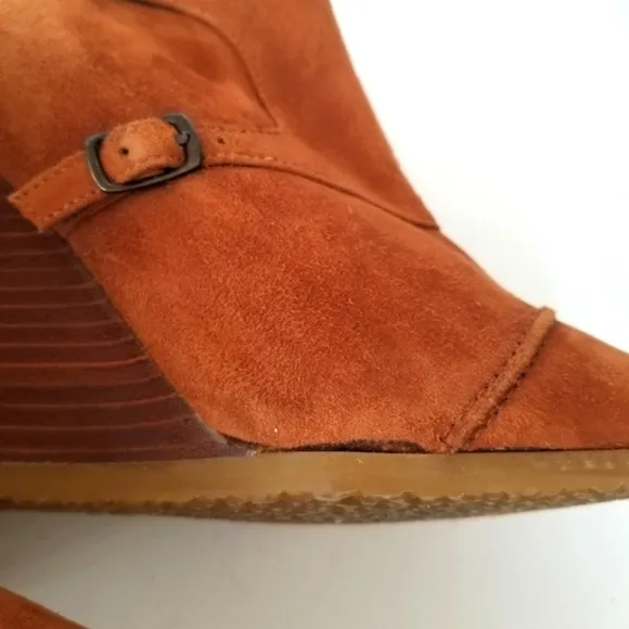 J Crew genuine leather brown suede wedge boots