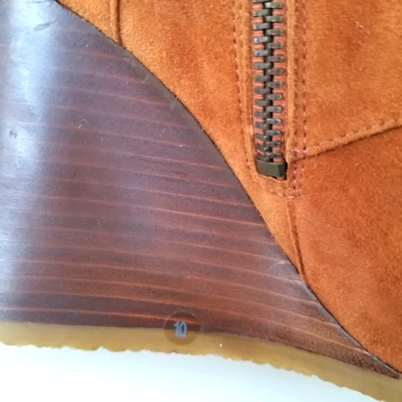 J Crew genuine leather brown suede wedge boots