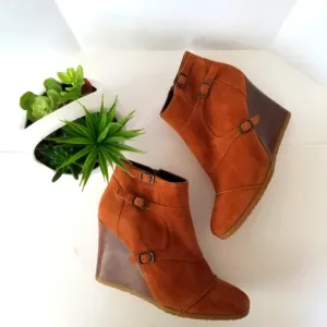 J Crew genuine leather brown suede wedge boots