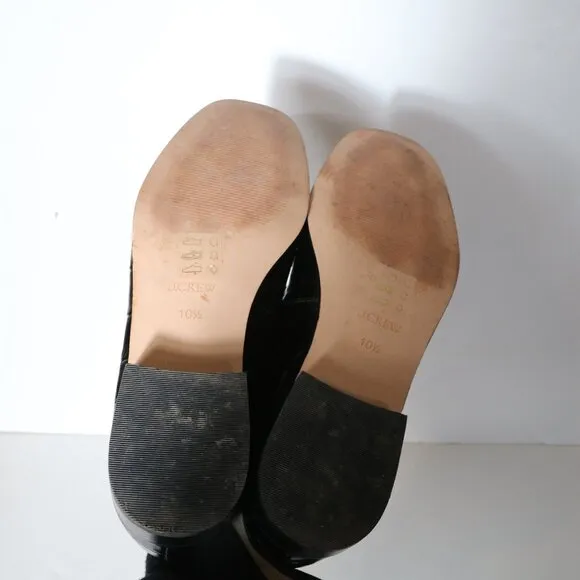 J Crew Maison Loafers Croc Emossed Italian Leather Womens 10.5 Black Square Toe