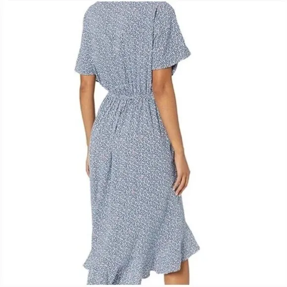 J. Crew Mercantile Blue &amp; White Floral Ruffle Wrap Dress