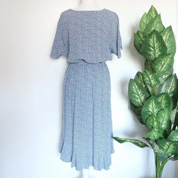 J. Crew Mercantile Blue &amp; White Floral Ruffle Wrap Dress