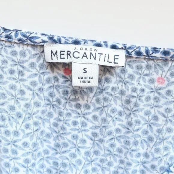 J. Crew Mercantile Blue &amp; White Floral Ruffle Wrap Dress