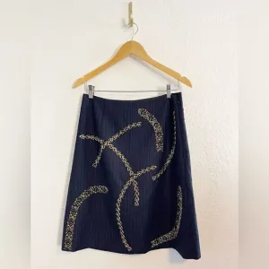 J Crew navy pin stripe pencil skirt with sequined detail.  Office Siren 6. NWT