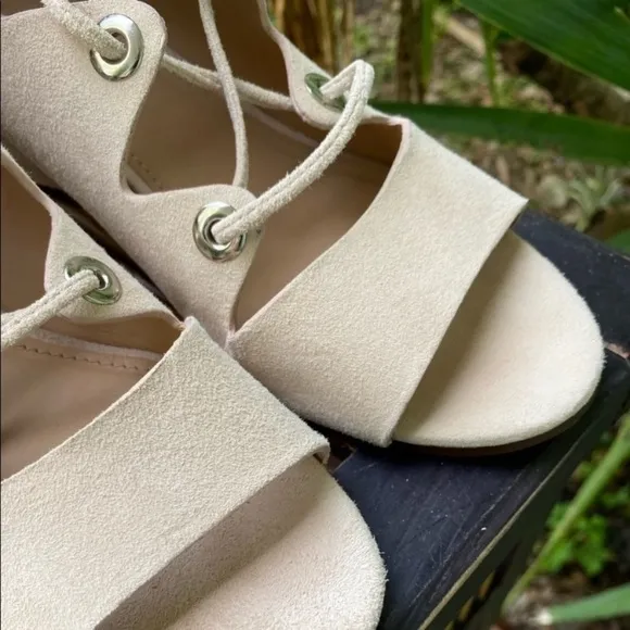 J Crew Nude Suede Wedge Sandals