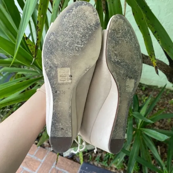 J Crew Nude Suede Wedge Sandals