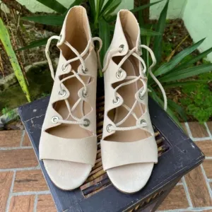 J Crew Nude Suede Wedge Sandals