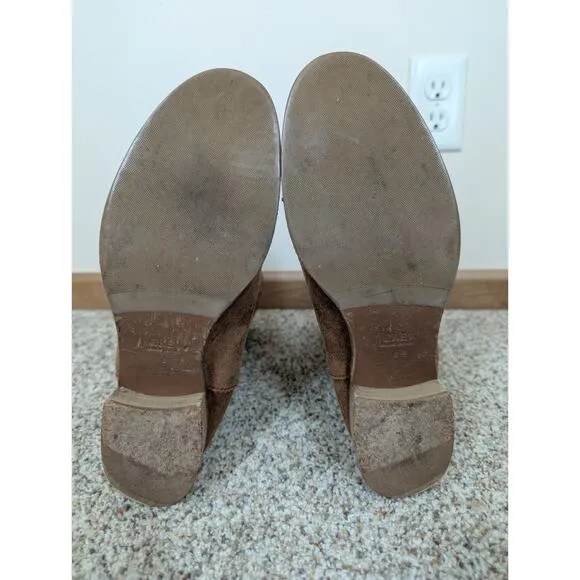 J Crew Ryder Women's Tan Suede Mid Calf Pull on Boots Size 8 Made in Italy