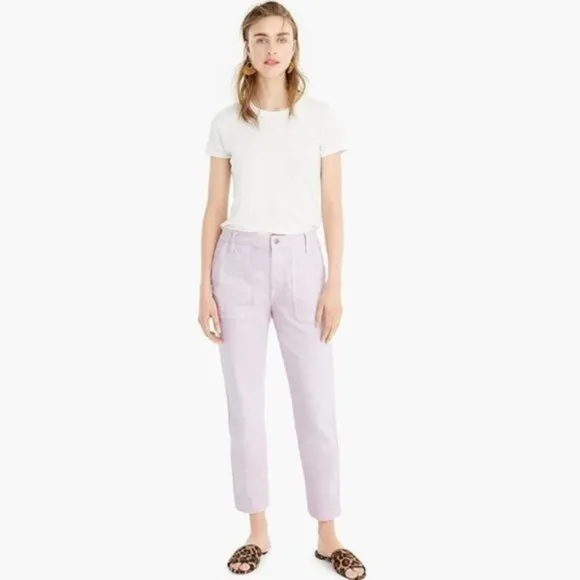 J. Crew Straight Leg Misty Orchid Purple Utility Crop Straight Leg Jeans 24&quot; NWT