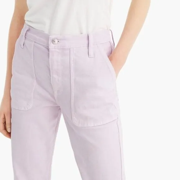 J. Crew Straight Leg Misty Orchid Purple Utility Crop Straight Leg Jeans 24&quot; NWT