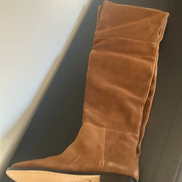 J. Crew Troy Over The Knee Boots Suede K2741 Brown Leather 8.5