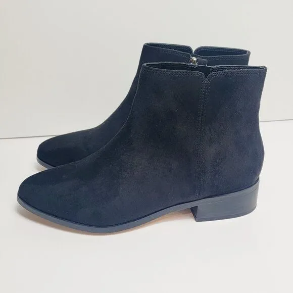 J Crew Black Faux Suede Ankle Boots Size 9    Bin3