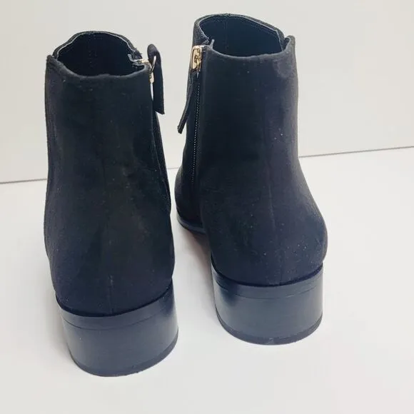J Crew Black Faux Suede Ankle Boots Size 9    Bin3