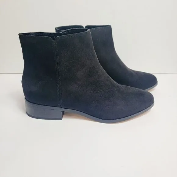 J Crew Black Faux Suede Ankle Boots Size 9    Bin3