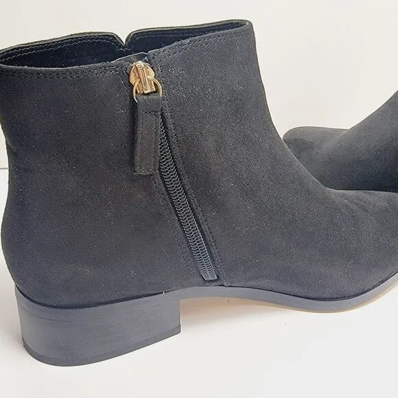 J Crew Black Faux Suede Ankle Boots Size 9    Bin3