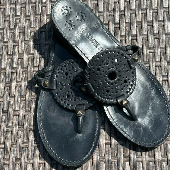 Jack Rogers Black Leather Georgica Size 7