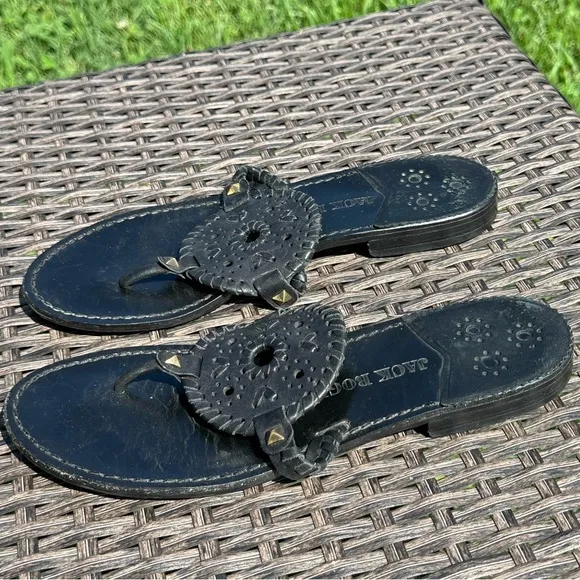 Jack Rogers Black Leather Georgica Size 7