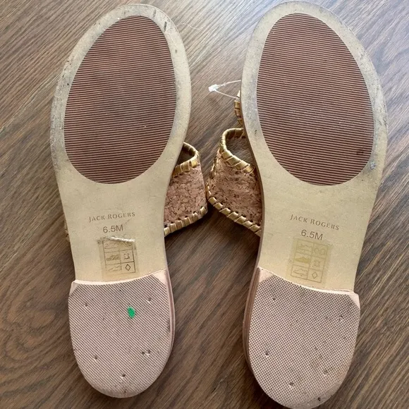 Jack Rogers Jacks Cork Gold Flat Sandals 6.5 boho bohemian eclectic nautical