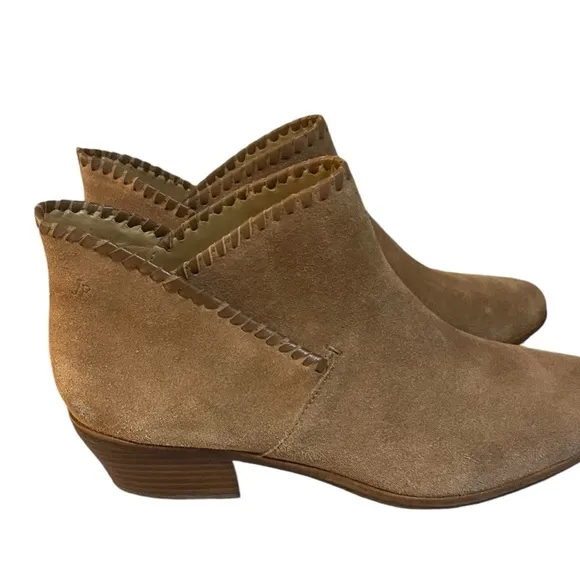 Jack Rogers Sadie Ankle Boots Cognac Suede Leather Sz 10