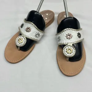 Jack Rogers Sandals Jacks Flat Sandals Women's Size 8 White &amp; Metallic