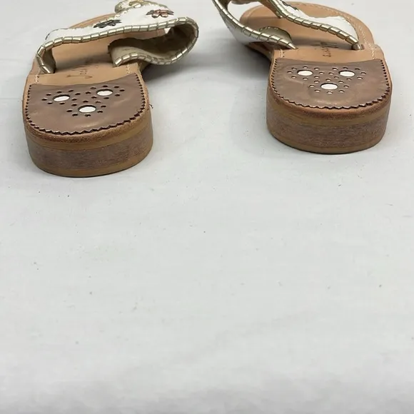 Jack Rogers Sandals Jacks Flat Sandals Women's Size 8 White &amp; Metallic