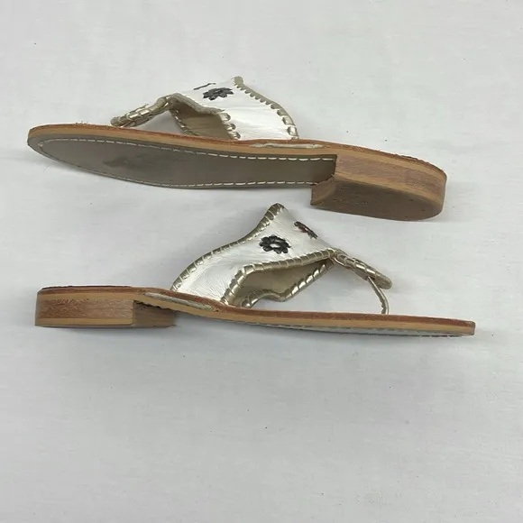 Jack Rogers Sandals Jacks Flat Sandals Women's Size 8 White &amp; Metallic
