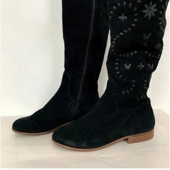 JACK ROGERS TARA BLACK SUEDE TALL RIDING BOOTS SIZE 8