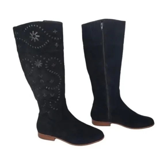 JACK ROGERS TARA BLACK SUEDE TALL RIDING BOOTS SIZE 8