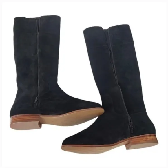 JACK ROGERS TARA BLACK SUEDE TALL RIDING BOOTS SIZE 8