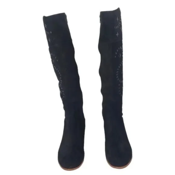 JACK ROGERS TARA BLACK SUEDE TALL RIDING BOOTS SIZE 8