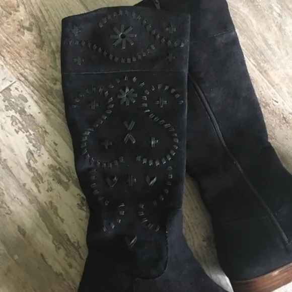 JACK ROGERS TARA BLACK SUEDE TALL RIDING BOOTS SIZE 8