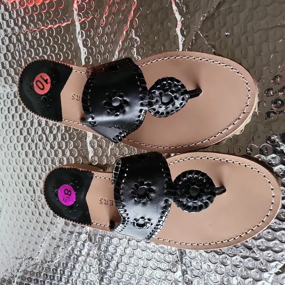 Jack Rogers, the Jacks Leather Flat Thong Sandals  sz8.5