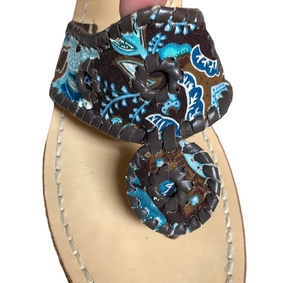 Jack Rogers x Vera Bradley Java Blue Paisley Navajo Classic Flat Sandal size 8