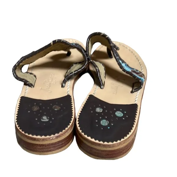 Jack Rogers x Vera Bradley Java Blue Paisley Navajo Classic Flat Sandal size 8