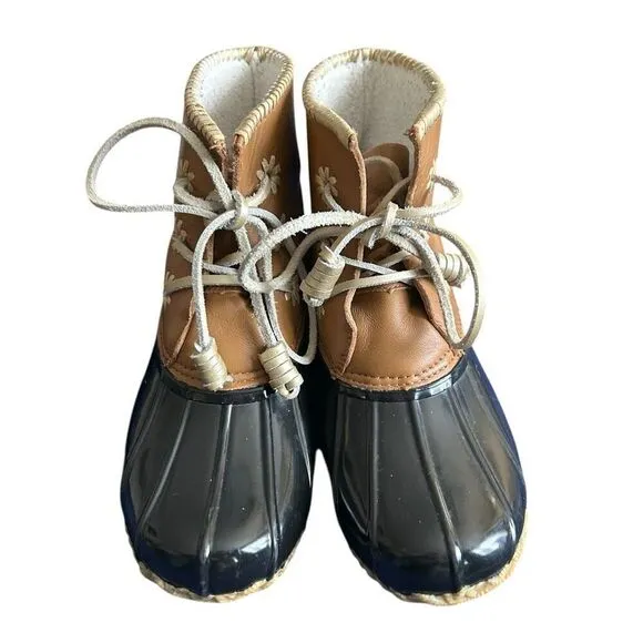 Jack Rogers Chloe Tan Black Leather Rain Duck Boots 9