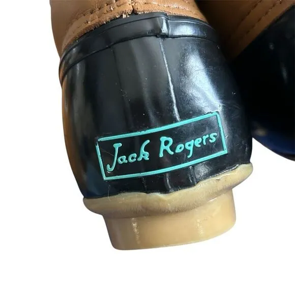 Jack Rogers Chloe Tan Black Leather Rain Duck Boots 9