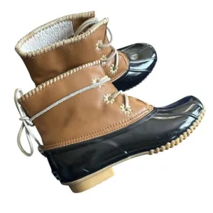 Jack Rogers Chloe Tan Black Leather Rain Duck Boots 9