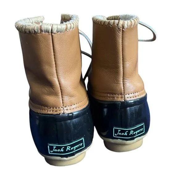 Jack Rogers Chloe Tan Black Leather Rain Duck Boots 9