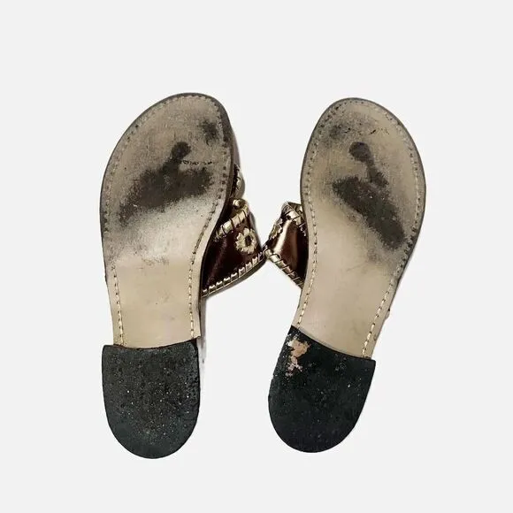 Jack Rogers Classic Jacks Bronze and Gold Leather Thong Sandals Women’s Size 7 M