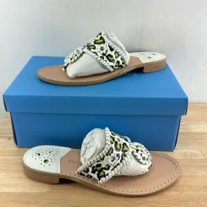 Jack Rogers Jacks Flat Sandals- Neon Green Leopard- Size 8.5- NIB