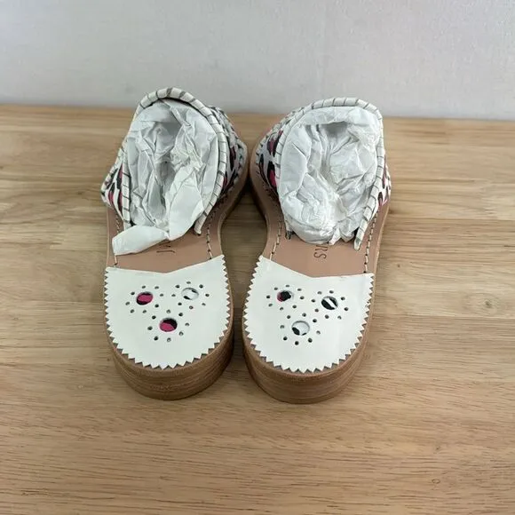 Jack Rogers Jacks Flat Sandals- Neon Pink Leopard- Size 5- NIB