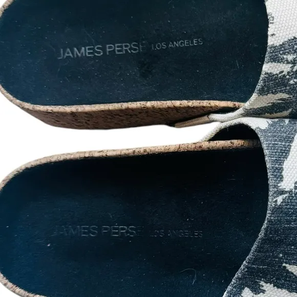 James Perse Canvas/Cork Flat Slide On Palm Tree Sandals